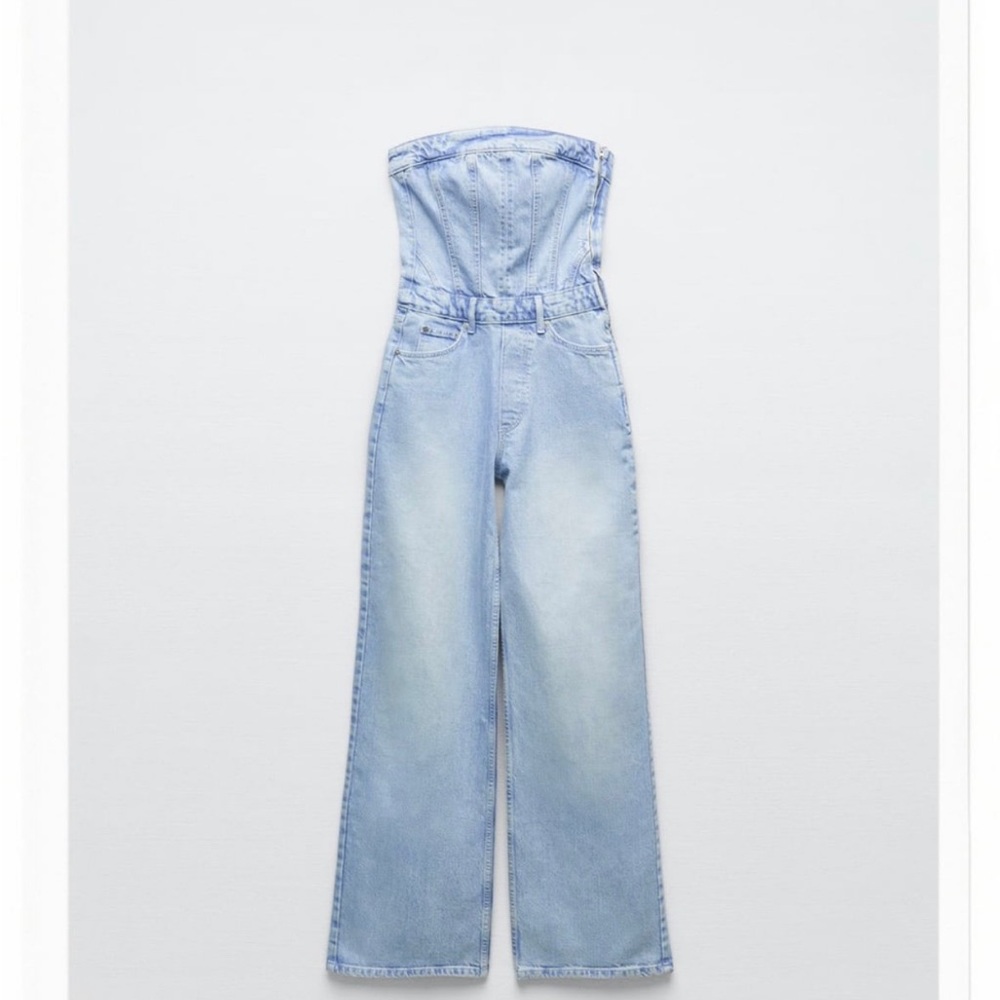 Zara Light Blue Denim Jeans Overalls